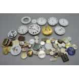 Pocket watch, wrist watch movements and dials