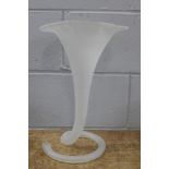 A frosted glass trumpet vase, 40cm **PLEASE NOTE THIS LOT IS NOT ELIGIBLE FOR POSTING AND PACKING**