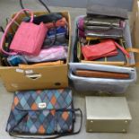 Two boxes of handbags, including vintage