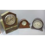 Three mantle clocks including Smith bakelite, a/f