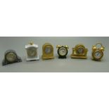 Six miniature clocks