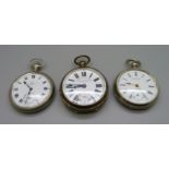 Three pocket watches including Thomas Russell & Son