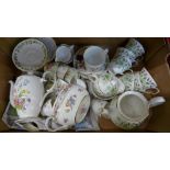 A collection tea ware including Dresden Spray, Hammersley tea pot, Queen Anne Old Country Spray,