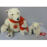 A Steiff Coca-Cola polar bear and cub