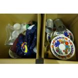 Two boxes of assorted china, glassware and metalware **PLEASE NOTE THIS LOT IS NOT ELIGIBLE FOR