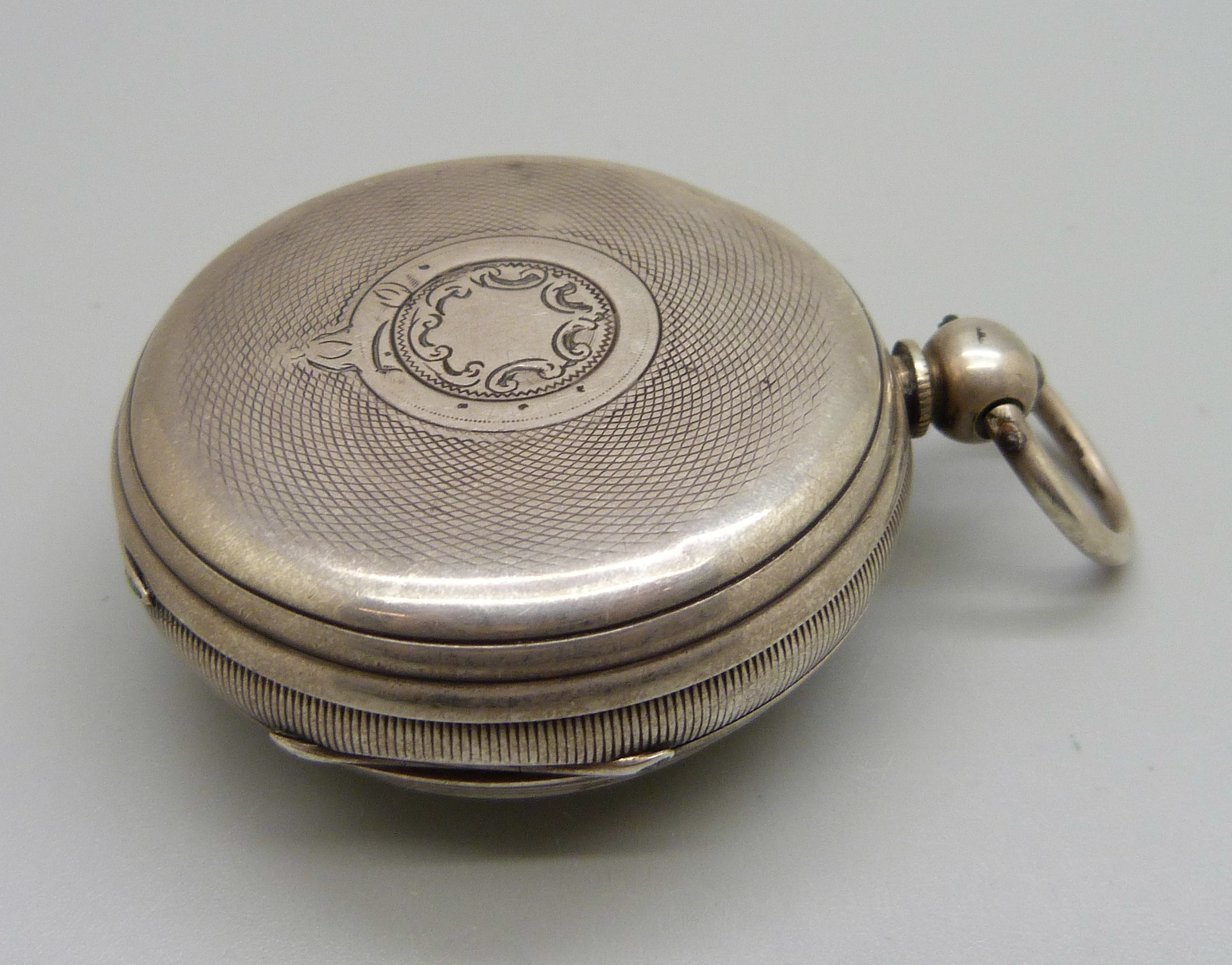 A silver cased fusee pocket watch with silver dial and raised gold Roman numerals, the movement - Image 5 of 6