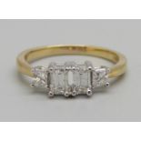 An 18ct gold and diamond ring, 0.8ct diamond weight, 3.2g, N