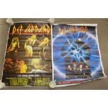 Two Def Leppard posters, one concert tour 1988 and one other