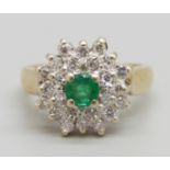 A 14ct gold, diamond and green stone ring, 5.6g, K