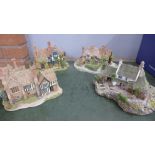 Four large Lilliput Lane models; High Ghyll Farm, Oakwood Smithy, The Almonry and Anne of Cleves,