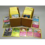 A box of Pokemon cards