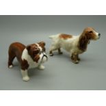 A Beswick Bosun bulldog and a spaniel