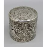 A silver travel inkwell, Birmingham 1900, with monogram