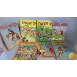 Seven 1950's children's annuals including Tiger