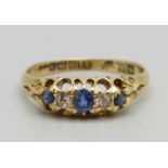 An 18ct gold sapphire and diamond ring, Birmingham 1901, 2.7g, M