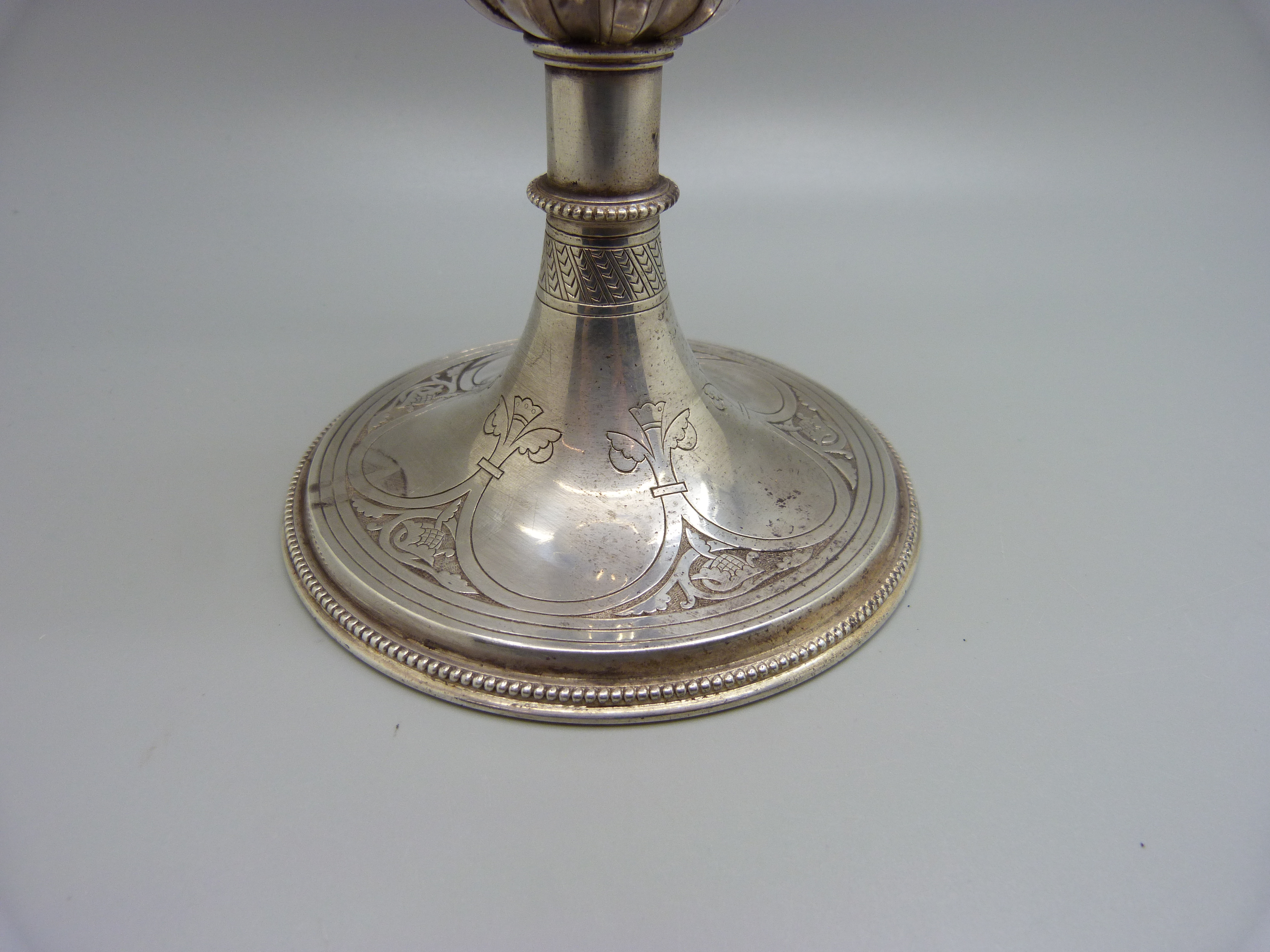 A Victorian silver chalice, 'The Forgiveness of Sins', Birmingham 1864, 328g, 20cm - Image 4 of 4