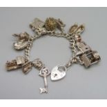 A silver charm bracelet, 60g