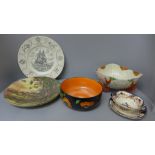 A collection of mixed china including a Carlton Ware 'lobster' bowl and Royal Doulton series ware