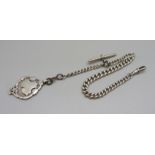 A silver Albert chain and fob, 31g