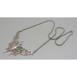 A silver plique-a-jour fairy necklace