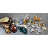 A collection of decorative china, including Royal Doulton character and Toby jugs, Wedgwood