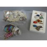 Costume jewellery including dress rings and mother of pearl