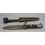 A German WWII Third Reich Youth dagger with scabbard, the blade marked A.W.Jr., Solingen, Ges.
