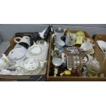 A Leonardo Collection model of a horse, boxed, a Duchess Greensleeves tea set, a small oil lamp, a