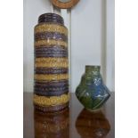 A West German brown and ochre vase and a studio pottery vase