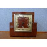 An Art Deco oak mantel clock