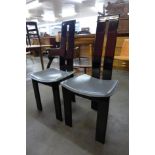 A pair of Italian black high gloss chairs, manner of Pietro Costantini