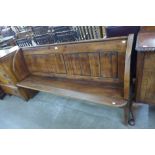 A pine church pew