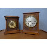 Two late 19th Century German walnut mantel clocks