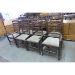 A set of eight 18th Century style elm ladderback chairs