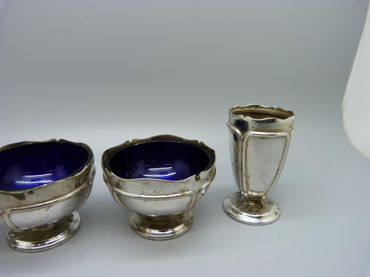 A four piece silver condiment set, 240g, a/f - Image 3 of 3