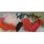 Millinery interest: a box of various vintage feathers for hat decoration, assorted colours