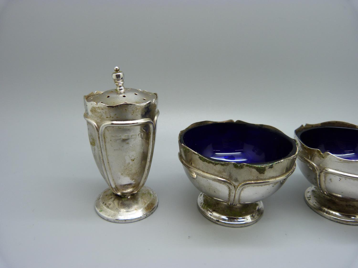 A four piece silver condiment set, 240g, a/f - Image 2 of 3