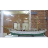 A model of a tall masted ship, 85cm long **PLEASE NOTE THIS LOT IS NOT ELIGIBLE FOR POSTING AND