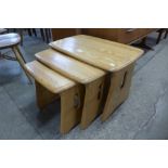 An Ercol Blonde ash nest of tables