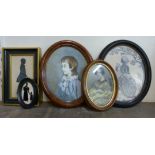 Two Victorian silhouettes and three others