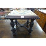 A late 19th Century Anglo Indian rosewood and embroidered foot stool