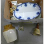 Two large meat plates, Lilliput Lane houses and assorted stoneware items **PLEASE NOTE THIS LOT IS