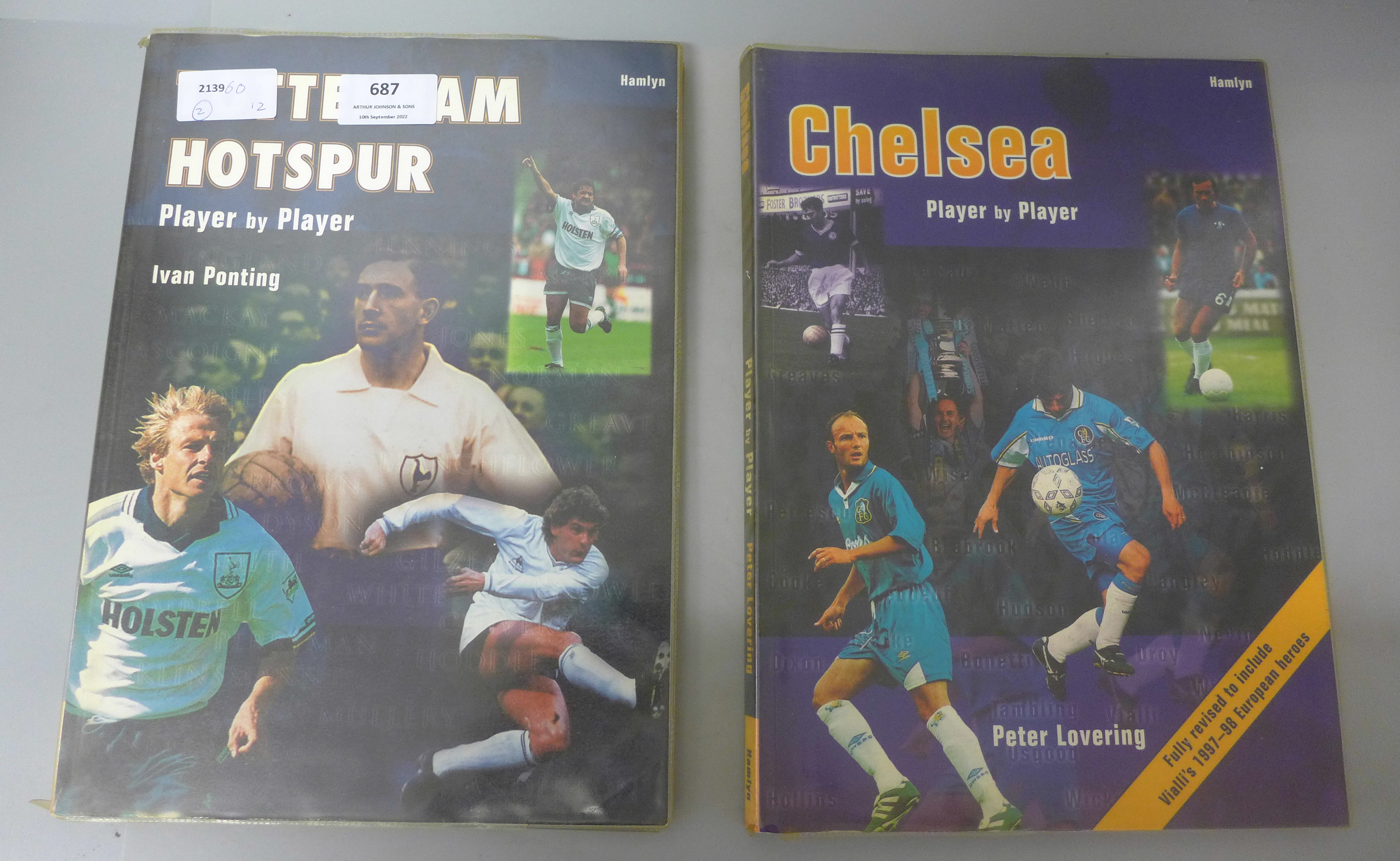 Football:- two Player by Player books relating to Chelsea F.C. and Tottenham Hotspur, containing