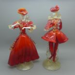 Two Murano glass dancers