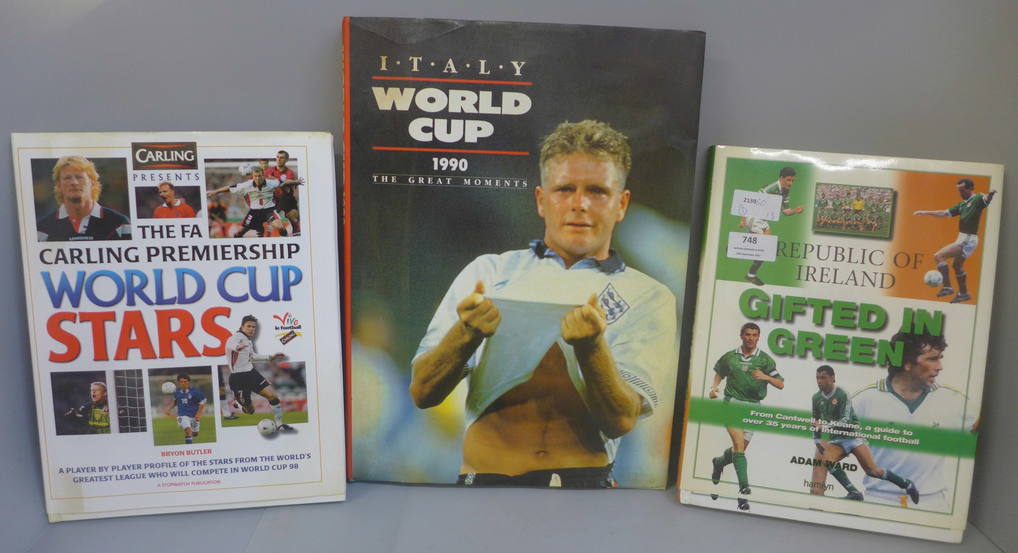 Football:- three World Cup related books containing signatures from former players including Sol