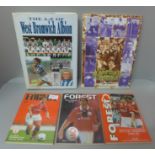 Football:- five books relating to Derby County, Nottingham Forest and West Bromwich Albion, some