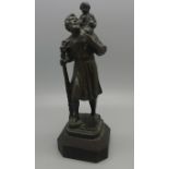 A small continental school bronze figure of St Christopher carrying the Infant Jesus Christ, 15.5cm