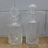 Two crystal decanters