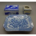 Three items of oriental blue and white china