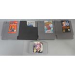 Four NES games; Super Mario Brothers, McDonaldland, Super Mario and Star Wars and an Nintendo 64